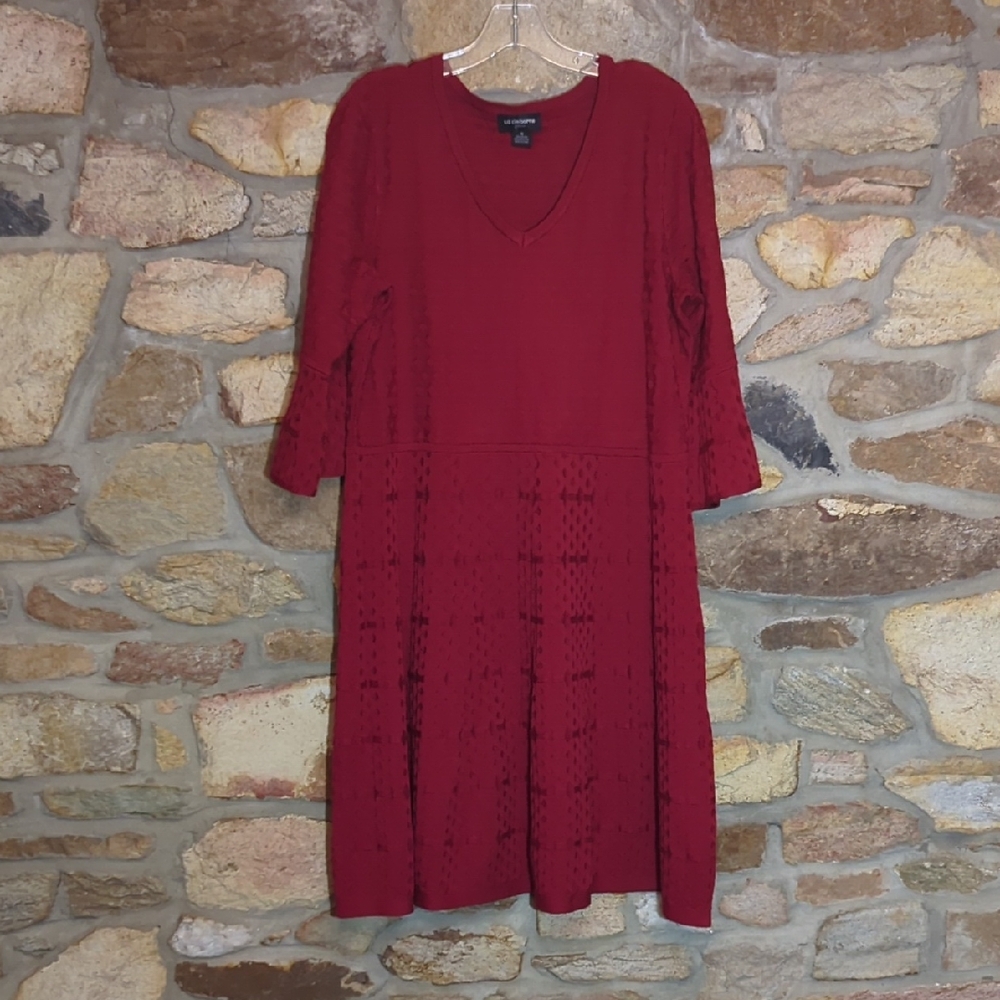 Liz Claiborne Deep Red Long Sleeve Dress